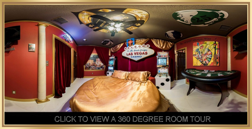 Casino themed bedroom at The Great Escape Lakeside Florida Vacation Rental Home