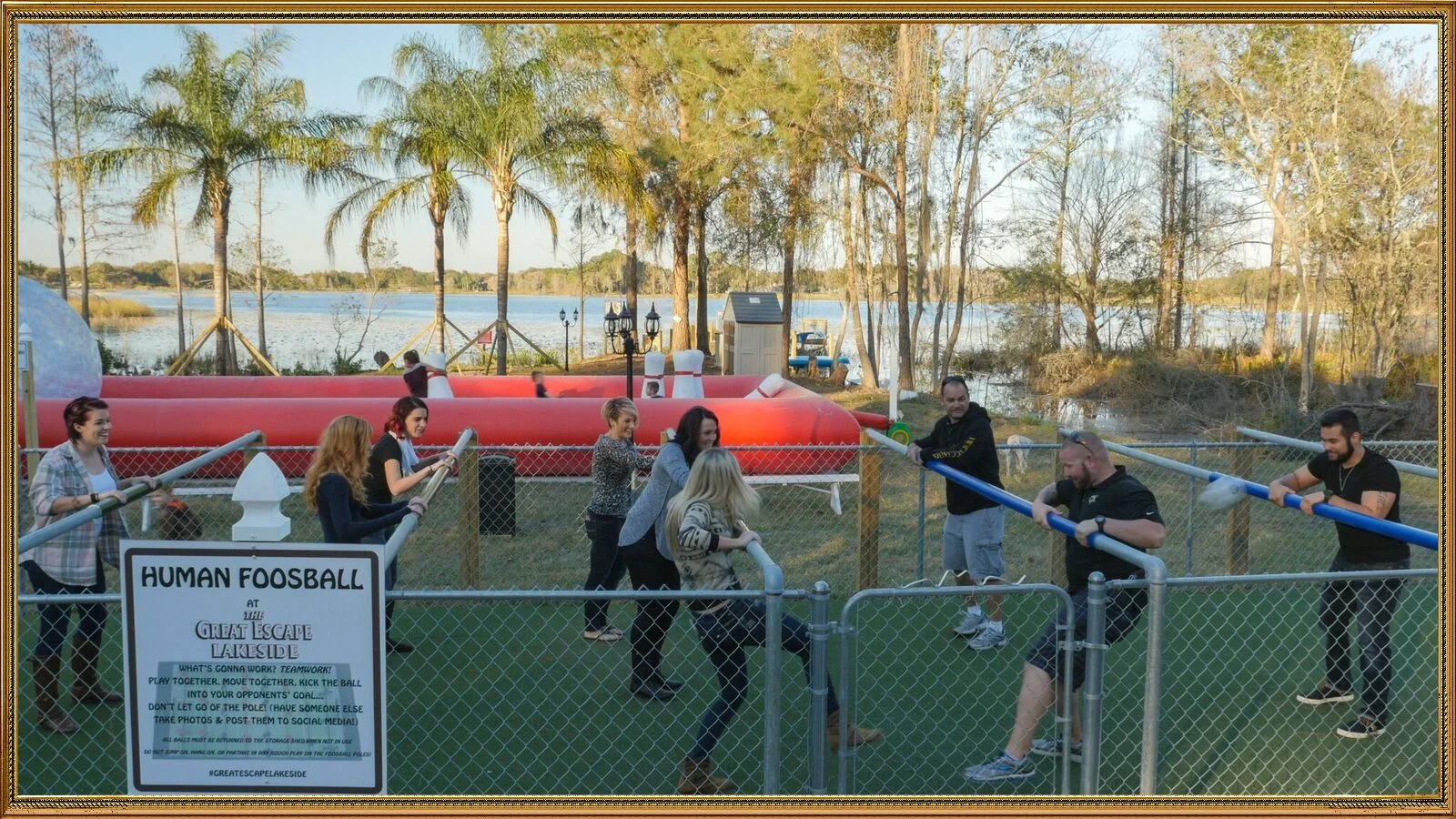 People playing human foosball at The Great Escape Lakeside