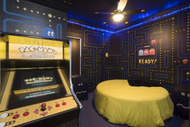 Pac-Man video game bedroom at Florida Vacation Rental with arcade and game room