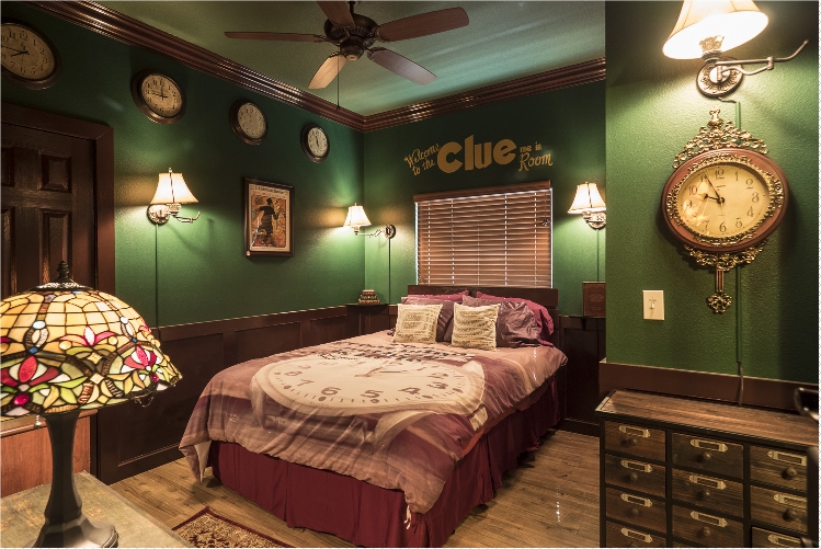 clue escape room game & bedroom at the great escape lakeside